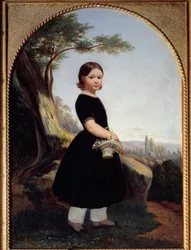 Pienen tytön muotokuva (Esther Debost) Esther Debost, taiteilijan serkku. Hippolyte Lazergesin (1817-1887) maalaus 1843 su. 0,81x0,61 m Rouen, musee des Beaux Arts
