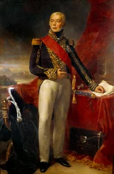 Muotokuva Etienne Jacques Joseph Alexandre Mac Donaldin jalassa, Taranton herttua, Ranskan Marechal (1765-1840) Jean Sebastien Rouillardin (1789-1852) maalaus 1837 Su. 2,23x1,43 m