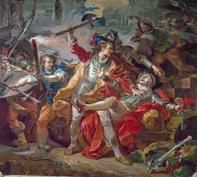 Étienne Marcelin murha (n. 1316-58), luonnos Gobelins-kuvakudosta varten, 1783