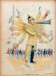 William II (1859-1941) (Kaiser Wilhelm II Saksan keisari ja Preussin kuningas) - eurooppalaisen konsertin miesorkesteri - karikatyyri "" Le Rire" -elokuvassa 26. marraskuuta 1898 - karikatyyri Jean Veber (1864-1928) - numero omistettu William II:lle (1859-