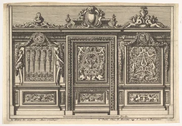 Suunnittelu kahdella eri versiolla varustettuun kuorotauluun: Clôtures de chapelles, 1600-luku.