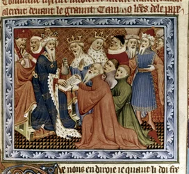 Marco Polo saapuu Kublai Khanin hoviin, noin 1338-1410 (pienoiskuva).