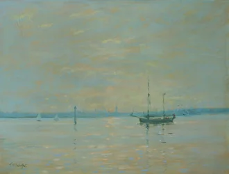 Southamptonin veden auringonlasku (öljy kankaalle)