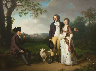 Niels Ryberg poikansa Johan Christianin ja minityttärensä Engelken kanssa, os Falbe
