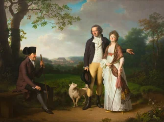 Niels Ryberg poikansa Johan Christianin ja minityttärensä Engelken kanssa, os Falbe
