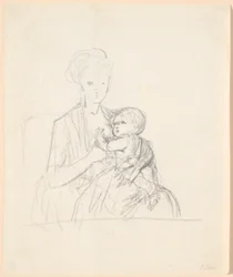 Luonnos kreivitär Sophie Magdalene Rabenin muotokuvaan, syntyperäinen von Qualen vanhimman poikansa kanssa, syntynyt 1784