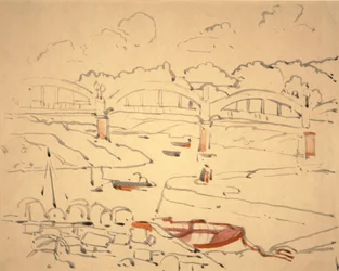 Kuvitus teokseen "The Book of Bridges", n. 1911 (akvarelli ja tussi paperille)