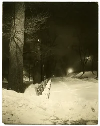 The Mall at night, Boston, Mass, USA, n. 1902-1910 (gelatiinihopeakuva)