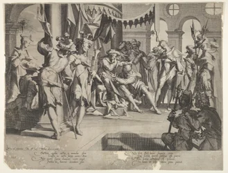 Tuomari Bias vuodattaa kyyneleitä, levy IX, Thronus Justitiæ, 1605