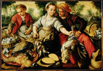 Marketscene (maalaus tammipuulle)