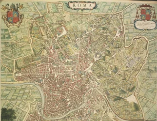 Rooman kartta, Joan Blaeun kaiverrus Theatrum civitatum et admirandorum Italiaesta, painettu Italiassa