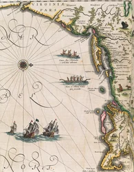 Virginian rannikon kartta, Theatrum Orbis Terrarum, kirjoittanut Joan Blaeu