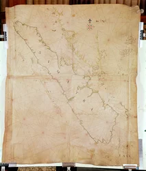Ms 1288 Sumatran kartta, 1653 (kynä, muste ja pesu paperille)