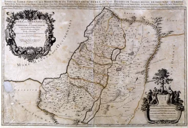 Palestiinan historiallinen maantieteellinen kartta. Janssonin atlas