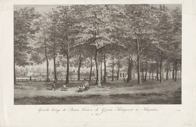 Näkymä Baanille Haarlemissa Baan Groot Houtpoortin ulkopuolella Haarlemissa vuonna 1809 (otsikko esineessä)