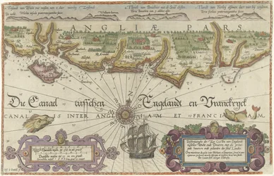 Kartta Englannin rannikosta Isle of Wightin ja Doverin välillä Kuvaushe der zee Custen van Englandt tuschen Wicht ende Doueren (...) (otsikko esineessä)