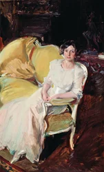 Clotilde istumassa sohvalla