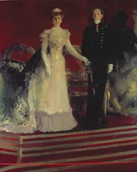 Muotokuva Espanjan kuningas Alfonso XIII:sta ja hänen äidistään, kuningatar Maria Christinasta