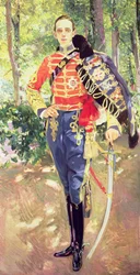 Kuningas Alfonso XIII:n (1886-1941) muotokuva husaarien univormussa
