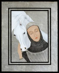 Joan Gathers Strength, 2017 (munatempera ja hopeaa puulle).