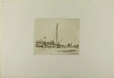 Kiinnitetty vene, teoksesta Cahier de six eaux-fortes, vues de Hollande