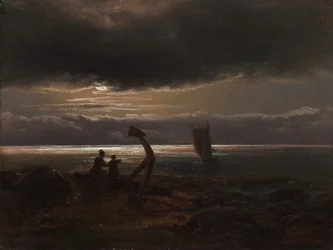 Äiti ja lapsi meren rannalla, 1830.