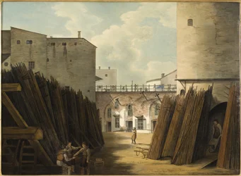 Slussenin vanha rautavaaka, Tukholma, noin 1820-30.