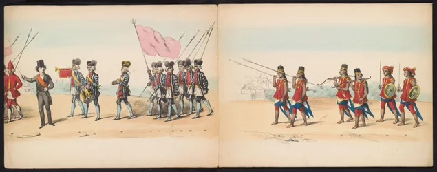 Delftin opiskelijoiden naamiaiset, 1857 (levy 2) Delftin opiskelijakunnan jäsenten pitämä pukukulkue 5. toukokuuta 1857, ja se kuvaa Djokjokartan sulttaanin Garebeg-kulkuetta ja tyypillisimpiä tyyppejä pohjoisesta.