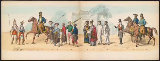 Delftin opiskelijoiden naamiaiset, 1857 (levy 8) Delftin opiskelijakunnan jäsenten pitämä pukukulkue 5. toukokuuta 1857, ja se kuvaa Djokjokartan sulttaanin Garebeg-kulkuetta ja Hollannin tyypillisimpiä tyyppejä.