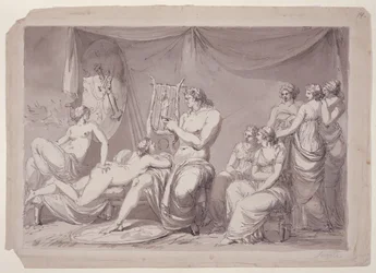 Akilles teltassaan vankien kanssa, n.1795-96 (tussi ja tussi ja pesu paperille).