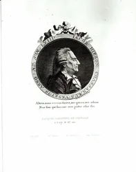 Giacomo Casanovan (1725-98) muotokuva, 63-vuotias medaljonki, 1788 (kaiverrus) (bw kuva)