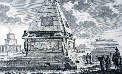 Haudat lähellä Kairoa, Egypti, kirjasta "Historiallisen arkkitehtuurin laatiminen"