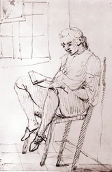Johann Wolfgang von Goethe talossaan Roomassa. Päiväämätön, 1700-luku.