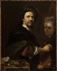 Omakuva vaimon kanssa - Omakuva vaimon kanssa - Jan (Johann) Kupecky (Kupetzky) (1667-1740). öljy kankaalle