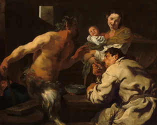 Satyyri ja talonpoika, mahdollisesti noin 1623-1626 (öljy kankaalle).