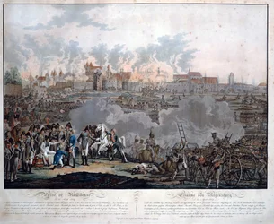 Ratisbonin taistelu 23. huhtikuuta 1809 (Regensburgin taistelu) - Rugendas, Johann Lorenz, nuorempi (1775-1826) - 1809 - Akvatinta - 54,6x65,4 - Yksityiskokoelma