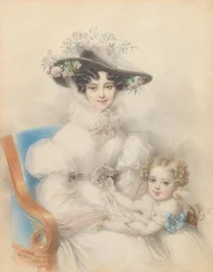 Nassau-Weilburgin prinsessa Henrietta 1797-1829 tyttärensä Marian kanssa, 1829.