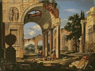 Maisema ja raunioita, 1673