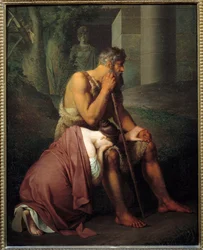 Oidipus ja Antigone, Johann Peter Krafftin (1780-1856) maalaus (saksalainen koulukunta), 1809, mitat: 0,53 x 0,66 m