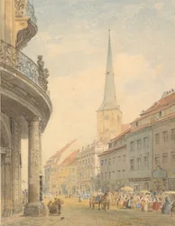 Näkymä Berliinistä ja Ephraim Palais vasemmalla, 1847.