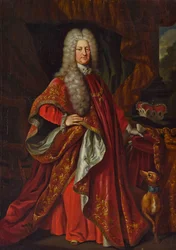 Charles III Philippe du Palatinat - Kaarle III Philip, vaaliruhtinas Palatine (1661-1742) Kultavillavuoren ritarikunnan kaapuissa - Johann Philipp von der Schlichten (1681-1745). Öljy kankaalle