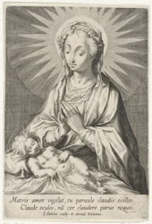 Maria palvoo nukkuvaa Kristus- lasta