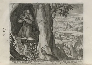 Caluppanus, taulu 14 sarjan Sylvae Sacrae (Erakkoja maisemissa) 30 taulusta