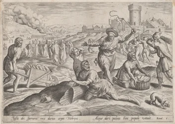 Israelilaisia lyövän faraon tehtävänjohtaja, n. 1585.