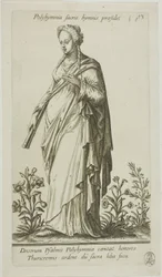 Polyhymnia, musa dels himnes, placa 13 de Parnassus Bicepsfinnish