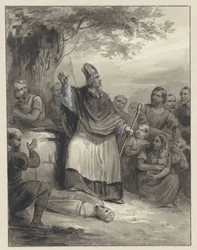 Willibrord julistaa uskoa Walcherenille, 695