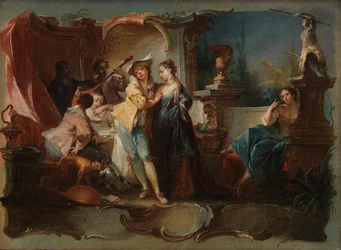 Tuhlaajapoika asuu porttojen kanssa, n. 1750 (Öljy kankaalle)