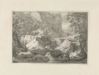 Näkymä vesiputoukselle Esite paikassa Monasterio vulgo dicto La Grande Chartreuse in Delphinatu (otsikko esineessä) Maisemat Chartreuzer-vuorilla (sarjan nimi)