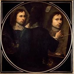 Omakuva. Maalaus, tekijänä Johannes Gumpp (1626-?), 1646. Mitat: 88,5 x 89 cm. Firenze, Galleria degli Uffizi