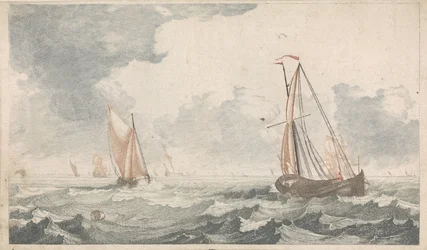 Kaksi tasapohjaista venettä purjehtimassa toisiaan kohti Ships at Sea (sarja A) (sarjan nimi)